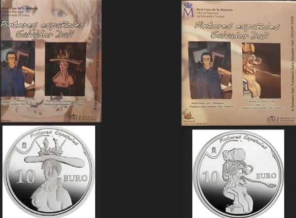 10 € X 2 Monedas Pintores Españoles (Salvador Dalí) 2009