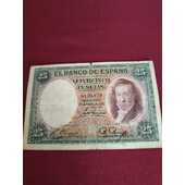 Billete de veinticinco pesetas (fecha 25 de abril de año 1931)