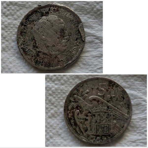 Moneda Franco 5 pesetas del 1957.