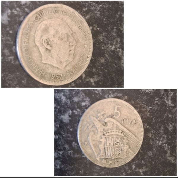 Moneda Franco 5 pesetas del 1957.