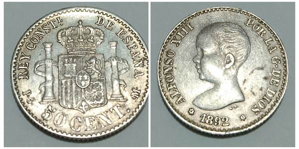 Moneda 50 céntimos Alfonso XIII