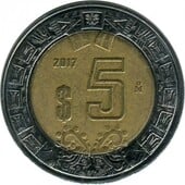 5 pesos mexicanos 2017