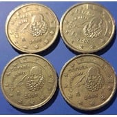 10☆☆ Vendo lote 4 monedas de 10 céntimos de euro ( higienizadas ) de España del año 2000.