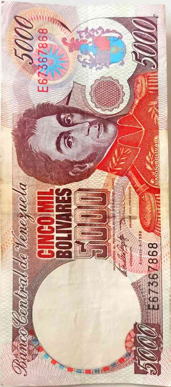 Billete de 5000 Bs de1998