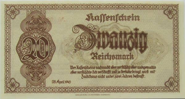 20 Reichsmark Sudetenland and Lower Silesia