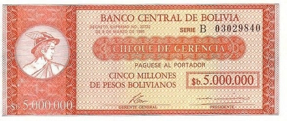 5000000 bolivianische Pesos