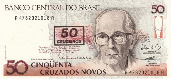 50 cruzeiros (überdruckt in 50 cruzados novos P#219)