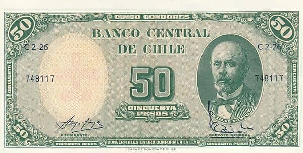 5 Centesimos (Überdruck in 50 Pesos P#121)