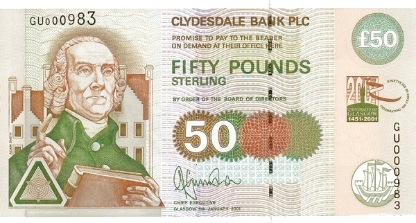 50 Pfund (550. Jahrestag der Universität Glasgow 1451-2001)