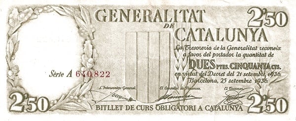 2,50 pessetes Generalitat de Catalunya