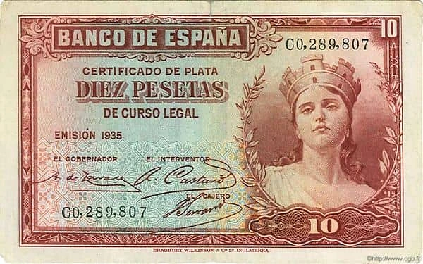 10 Pesetas (Certificado plata)