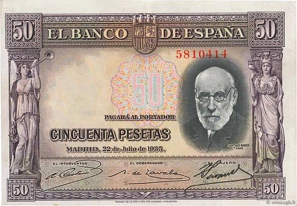 50 Pesetas (Santiago Ramón y Cajal)