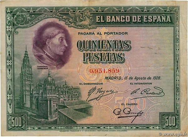 500 Pesetas (Cardenal Cisneros)