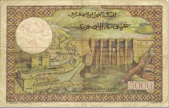 50 Dirhams (Überdruckt in 5000 Franken)