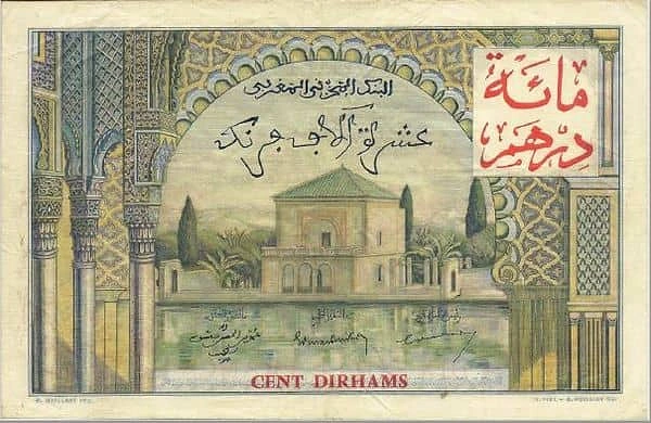 100 Dirhams (Überdruckt in 10000 Franken)