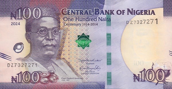 100 Naira (Hundertjähriges Bestehen von Nigeria)