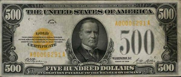 500 Dollars Gold Certificate