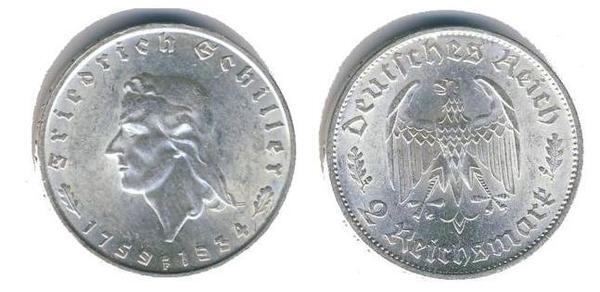 2 reichsmark (175. Jahrestag von Friedrich Schiller)