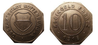 10 pfennig (Stadt Rottenburg am Neckar - Land Württemberg)