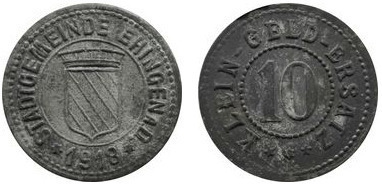 10 pfennig (Stadt Ehingen-Bundesland Württemberg)