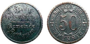 50 pfennig (Gemeinden Gelsenkirchen und Rotthausen - Preußische Provinz Westphalen)