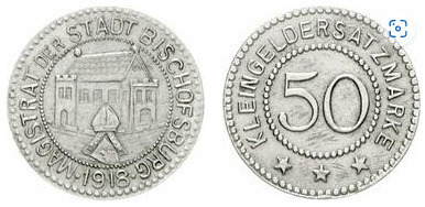 50 pfennig (Stadt Bischofsburg-Preußische Provinz Westphalen)