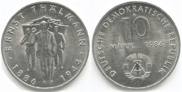 10 mark (Hundertjähriges Jubiläum der Geburt von Ernst Thalmann)