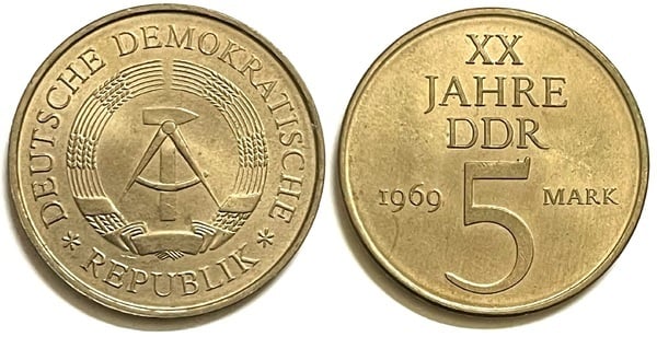 5 mark (20. Jahrestag der Deutschen Demokratischen Republik)