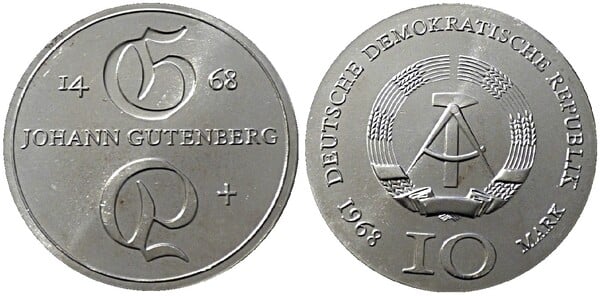 10 mark (500. Jahrestag von Johann Gutenbergs Tod)