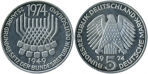 5 mark (25-jähriges Jubiläum des Verfassungsrechts)