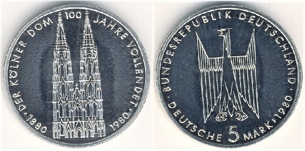 5 mark (Hundertjahrfeier des Kölner Doms)