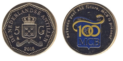 5 gulden (Centenario del banco de Maduro y Curiel)
