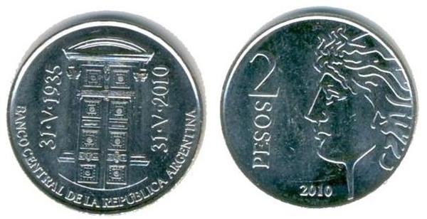 2 pesos (75-jähriges Bestehen der B.C.R.A.)