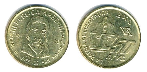 50 centavos (150. Jahrestag des Todes von General San Martín)