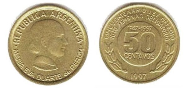 50 centavos (50. Jahrestag des obligatorischen Frauenwahlrechts)