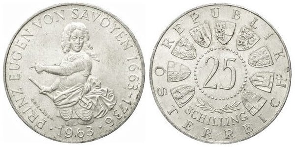 25 shilling (300. Jahrestag der Geburt von Prinz Eugen)