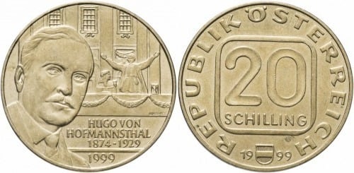 20 schilling (70. Todestag von Hugo von Hofmannsthal)