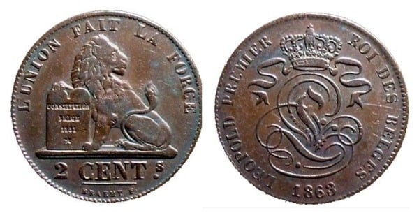 2 centimes (Leopold I. der Belgier)