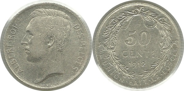 50 centimes (Albert I. der Belgier)