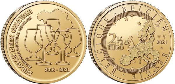 2 1/2 euro (5 Aniversario de la cerveza belga como Patrimonio Inmaterial)