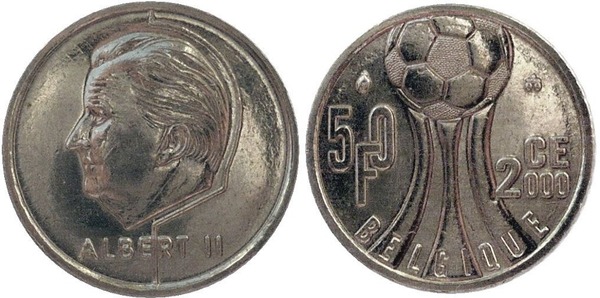 50 francs (Albert II - Belgien) Campeonato de Fútbol - UEFA 2000