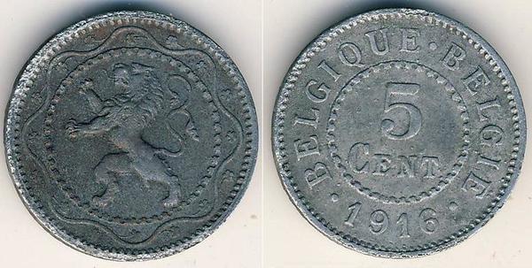 5 centimes (Albert I. - Belgisch-Belgien)