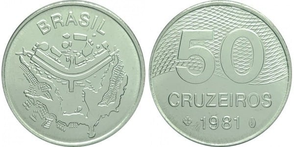 50 cruzeiros (Karte von Brasilia)