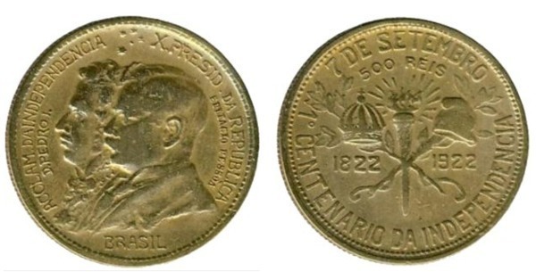 500 réis (100 Aniversario de la Independencia de Brasil)