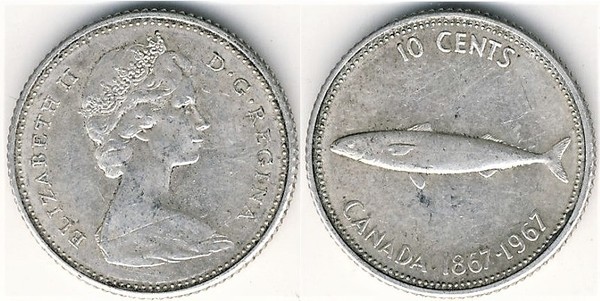 10 cents (Centenario de la Confederación Canadiense)