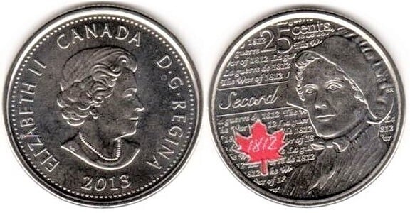 25 cents (Helden des Krieges von 1812 - Laura Secord - Colouredada)