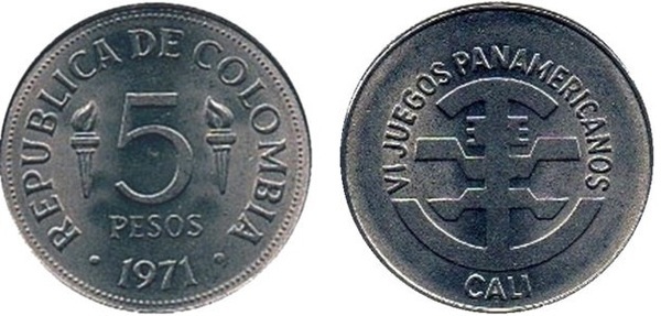 5 pesos (VI. Panamerikanische Spiele - Kalifornien)