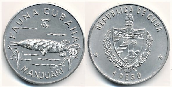 1 peso (Kubanische Fauna - Manjuari)