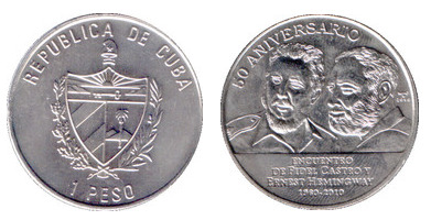1 peso (Fidel Castro y Ernest Hemingway)