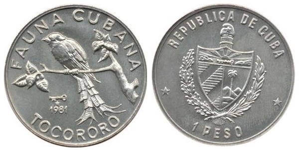 1 peso (Kubanische Fauna-Tocororo)